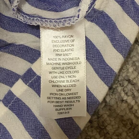 ANA A New Approach Womens Size Medium Smocked Front Blouse Blue‎ White Stripe - Picture 3 of 6